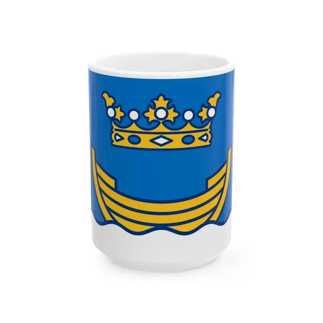Flag of Helsinki long (Finland) White Coffee Mug 15oz - Go Mug Yourself