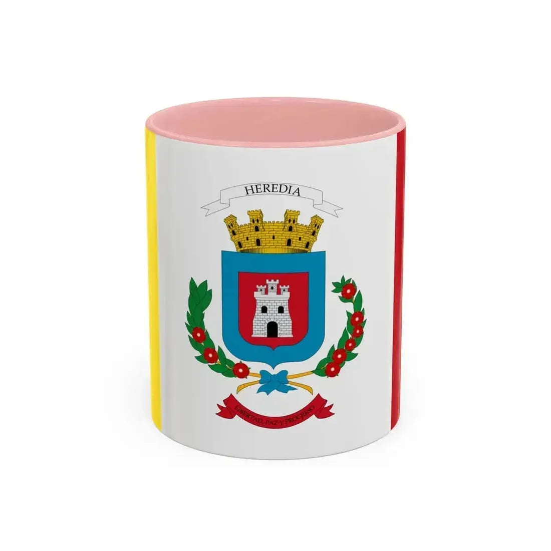 Flag of Heredia Province Costa Rica - Accent Coffee Mug 11oz Pink - Go Mug Yourself