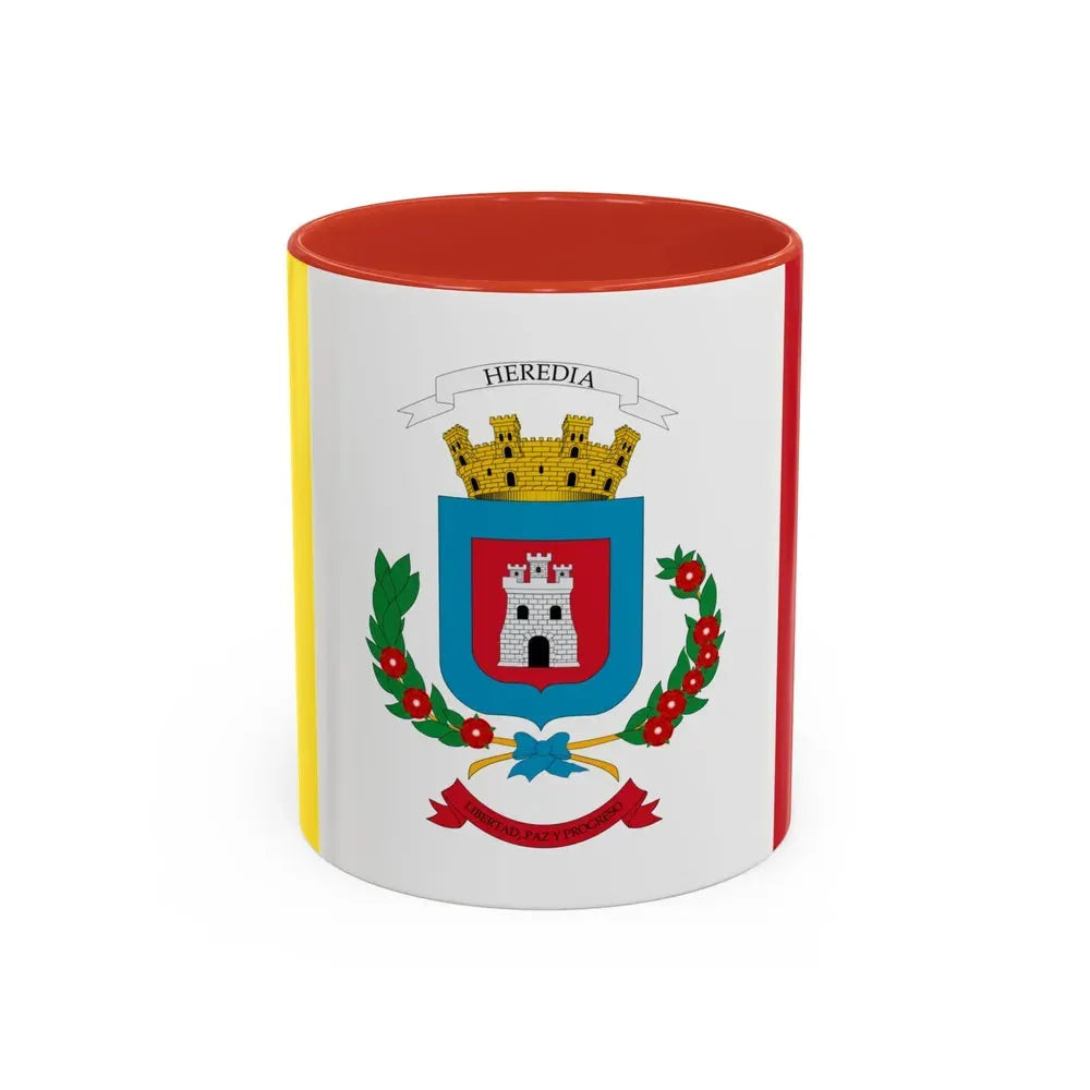 Flag of Heredia Province Costa Rica - Accent Coffee Mug 11oz Red - Go Mug Yourself