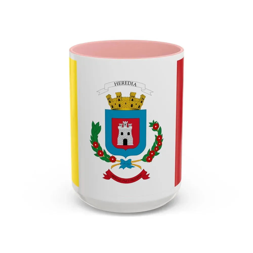Flag of Heredia Province Costa Rica - Accent Coffee Mug 15oz Pink - Go Mug Yourself