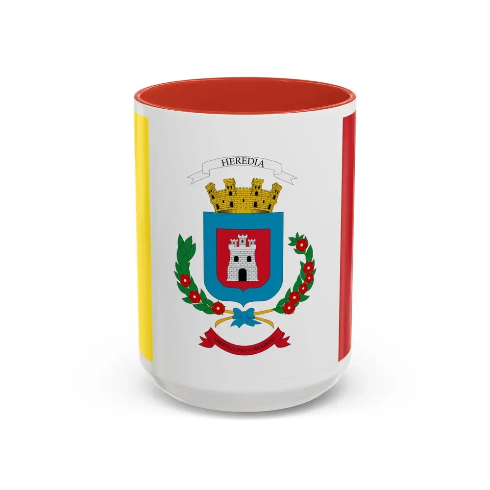 Flag of Heredia Province Costa Rica - Accent Coffee Mug 15oz Red - Go Mug Yourself