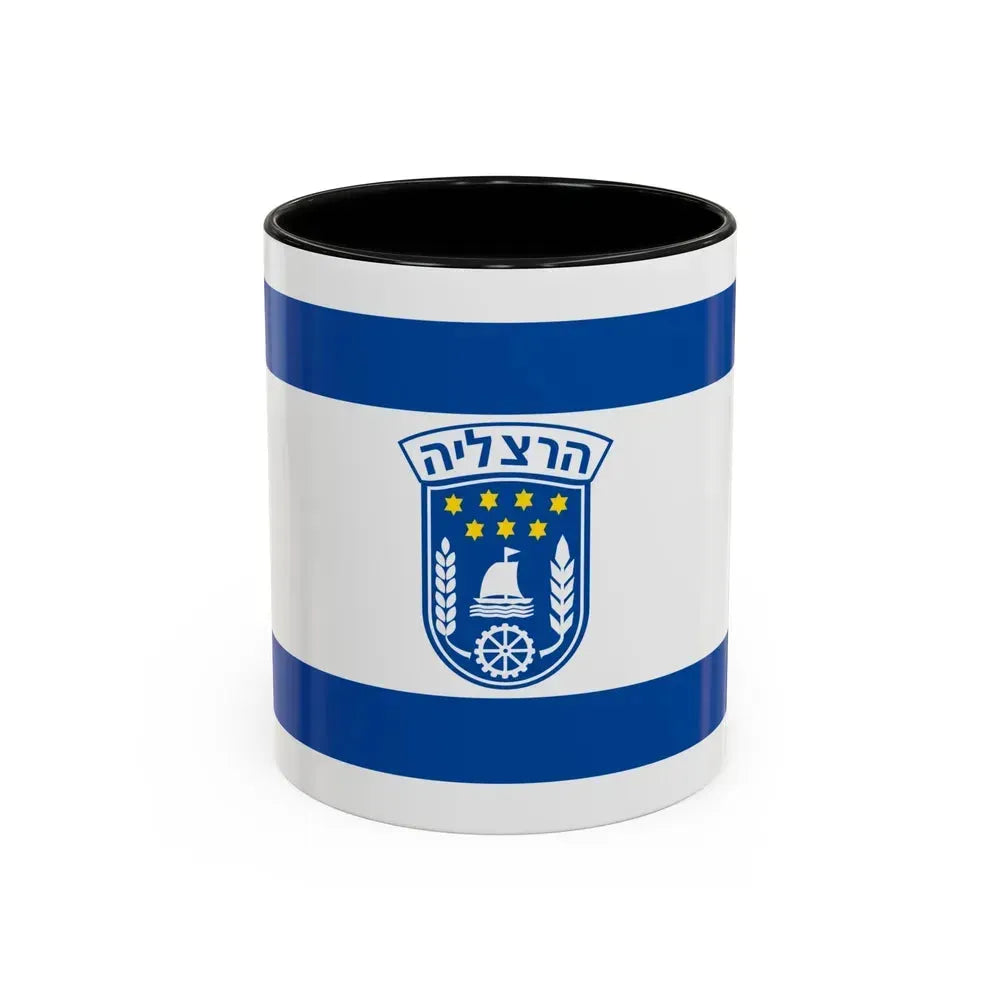 Flag of Herzliya Israel - Accent Coffee Mug 11oz Black - Go Mug Yourself
