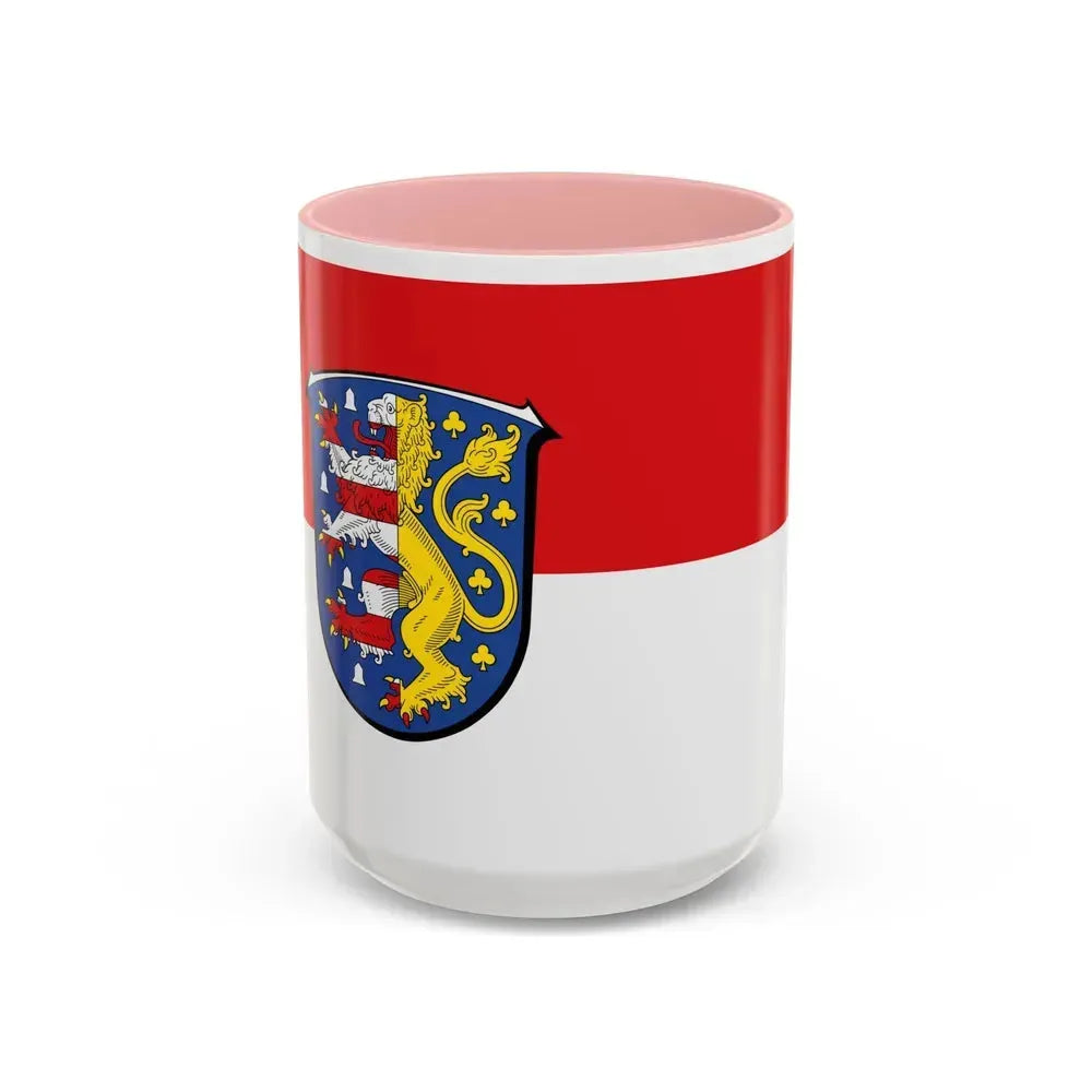 Flag of Hochtaunuskreis Germany - Accent Coffee Mug 15oz Pink - Go Mug Yourself