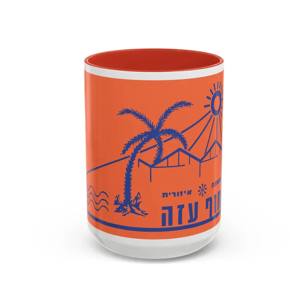 Flag of Hof Azza Regional Council Israel - Accent Coffee Mug 15oz Red - Go Mug Yourself