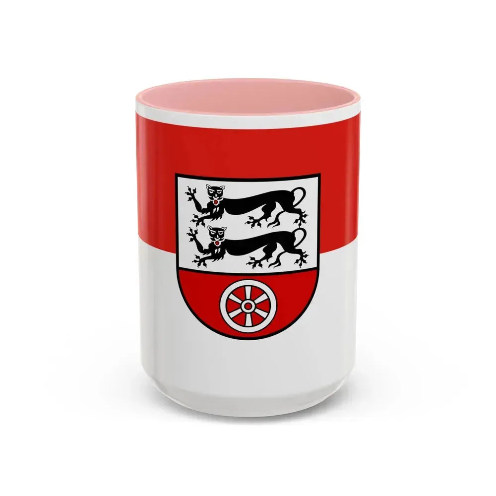 Flag of Hohenlohekreis Germany - Accent Coffee Mug 15oz Pink - Go Mug Yourself