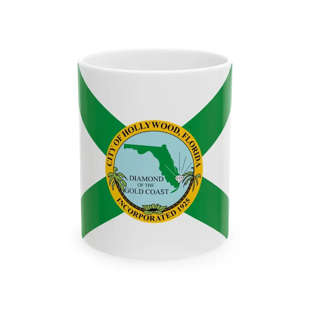 Flag of Hollywood Florida (United States) White Coffee Mug 11oz - Go Mug Yourself