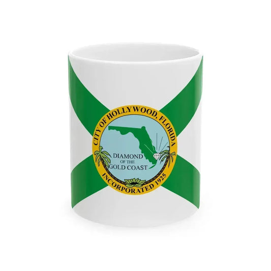 Flag of Hollywood Florida (United States) White Coffee Mug 11oz - Go Mug Yourself