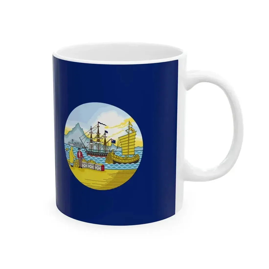 Flag of Hong Kong 1955-1959 (China) White Coffee Mug - Go Mug Yourself