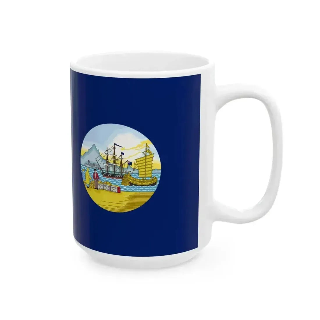Flag of Hong Kong 1955-1959 (China) White Coffee Mug - Go Mug Yourself