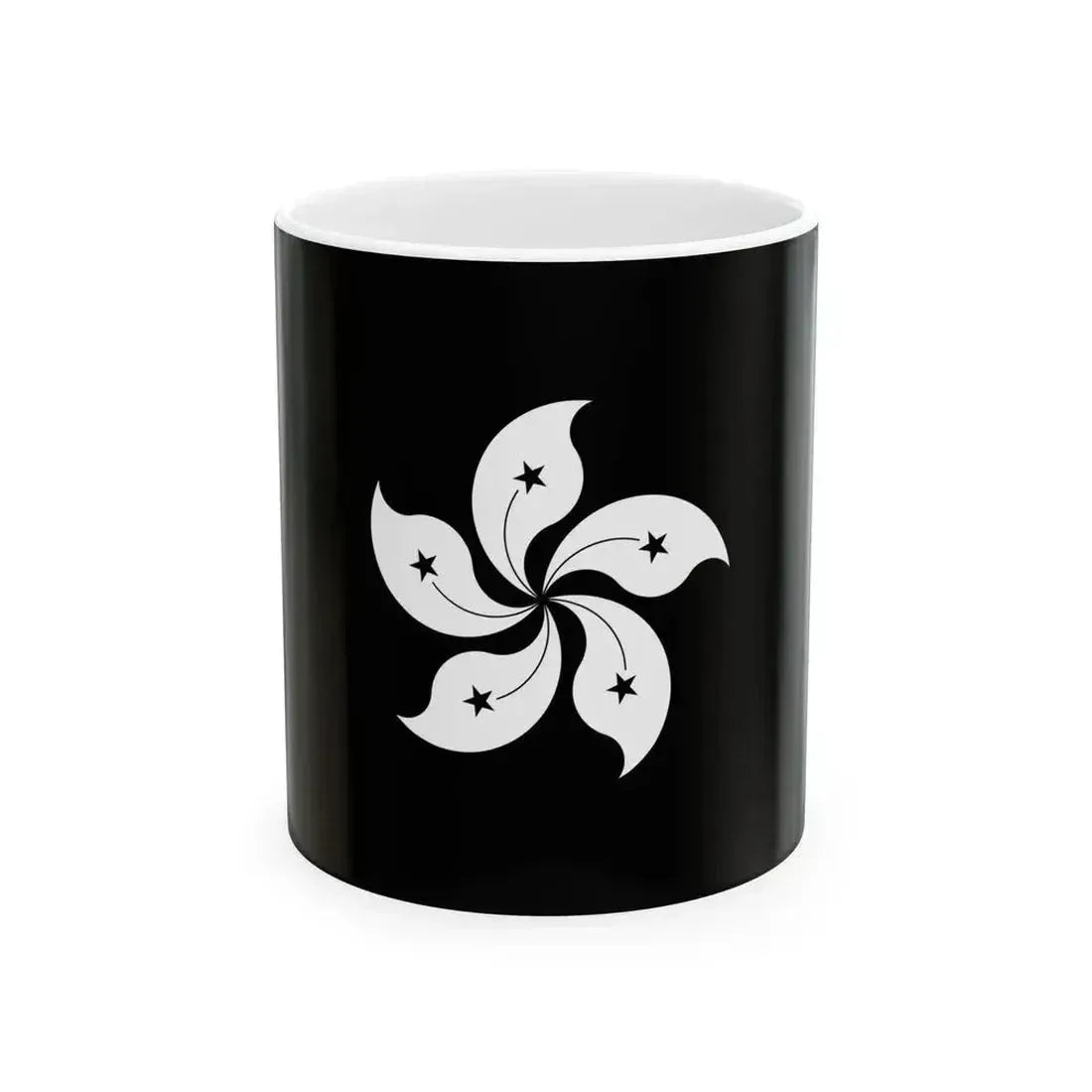 Flag of Hong Kong black and white variant 1 (China) White Coffee Mug 11oz - Go Mug Yourself