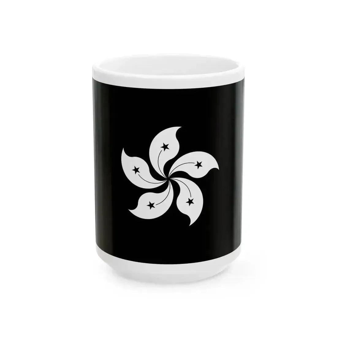 Flag of Hong Kong black and white variant 1 (China) White Coffee Mug 15oz - Go Mug Yourself