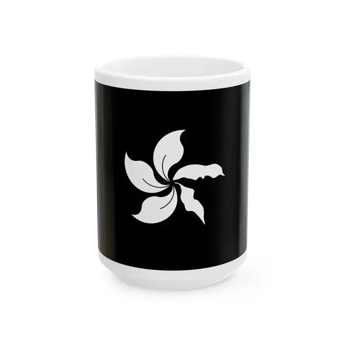Flag of Hong Kong black and white variant 2 (China) White Coffee Mug 15oz - Go Mug Yourself