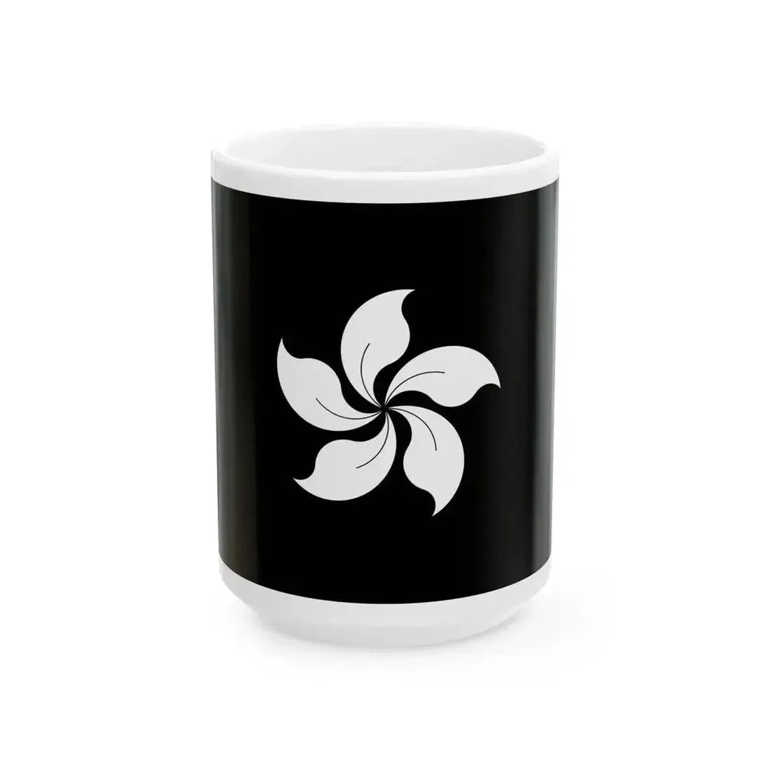 Flag of Hong Kong black and white variant 3 (China) White Coffee Mug 15oz - Go Mug Yourself