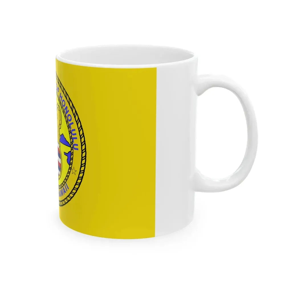 Flag of Honolulu Hawaii 1969-1981 1985-1994 (United States) White Coffee Mug - Go Mug Yourself