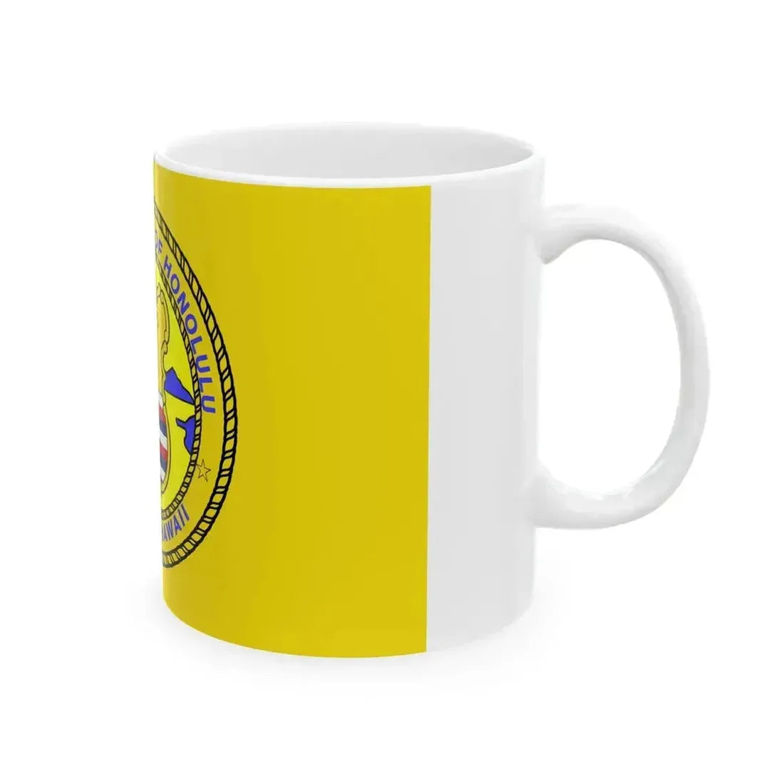 Flag of Honolulu Hawaii 1969-1981 1985-1994 (United States) White Coffee Mug - Go Mug Yourself