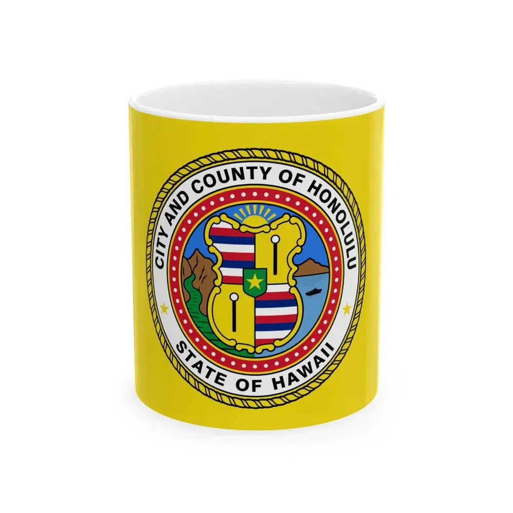 Flag of Honolulu Hawaii (United States) White Coffee Mug 11oz - Go Mug Yourself