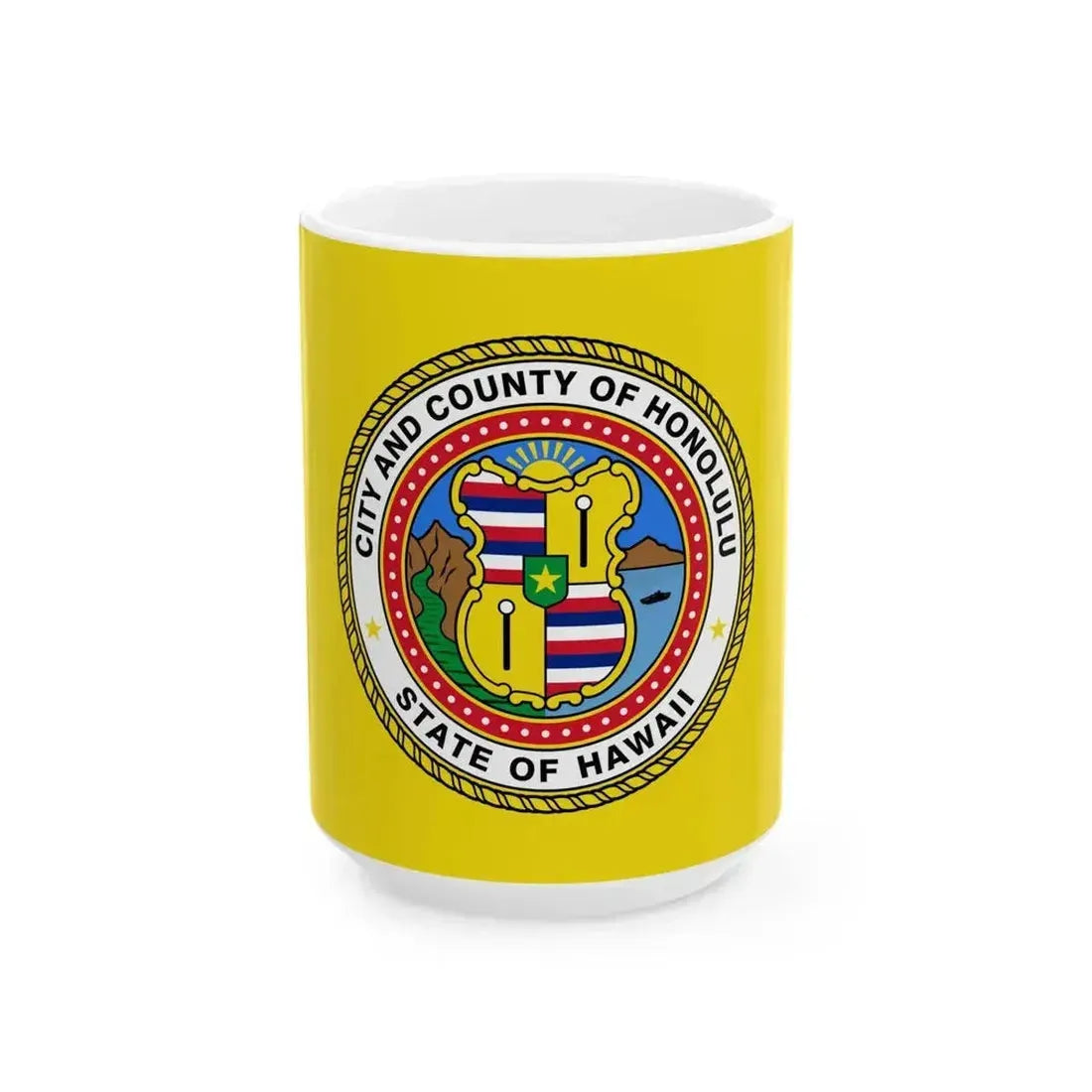 Flag of Honolulu Hawaii (United States) White Coffee Mug 15oz - Go Mug Yourself