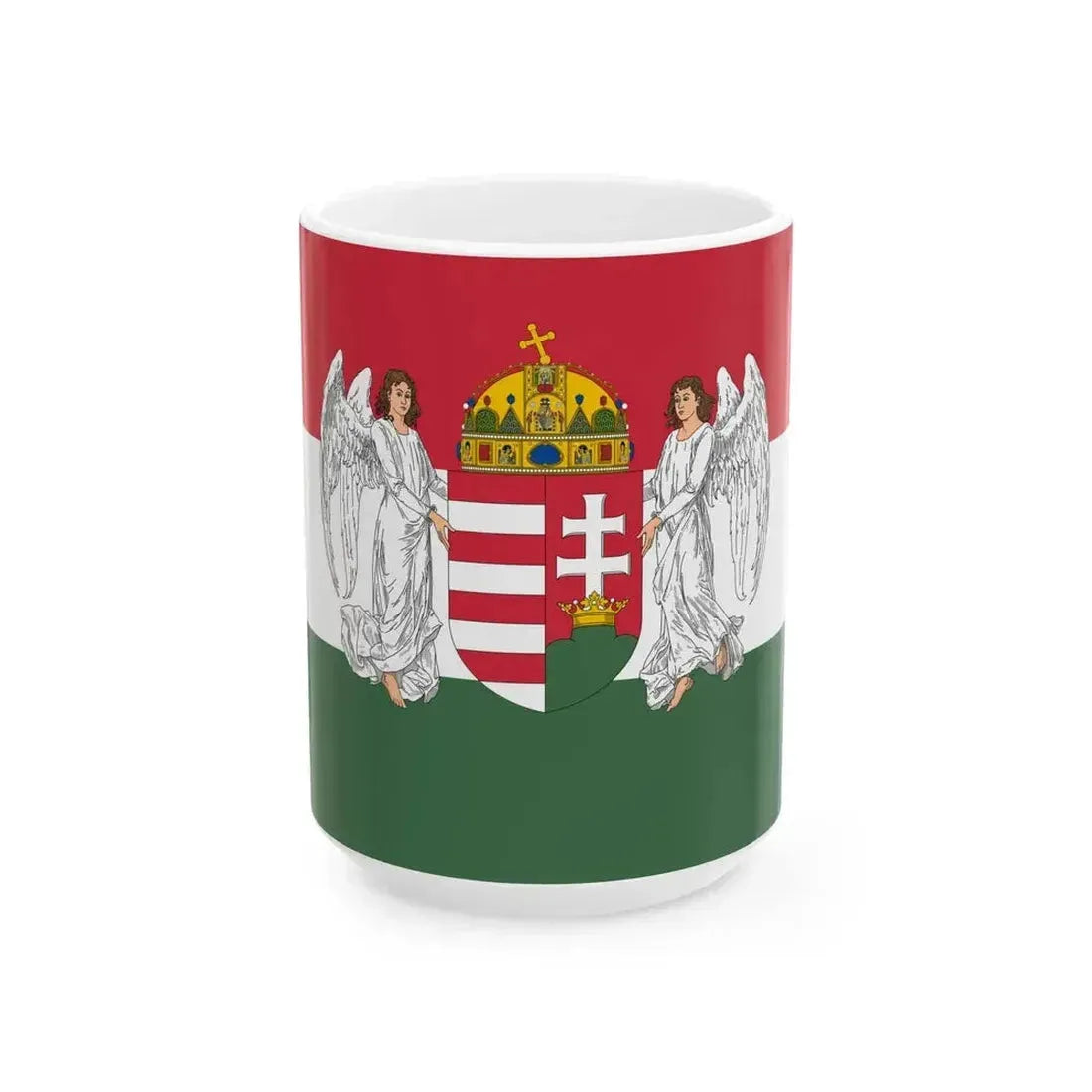 Flag of Hungary 1896-1915 angels 3-2 aspect ratio (Austria) White Coffee Mug 15oz - Go Mug Yourself