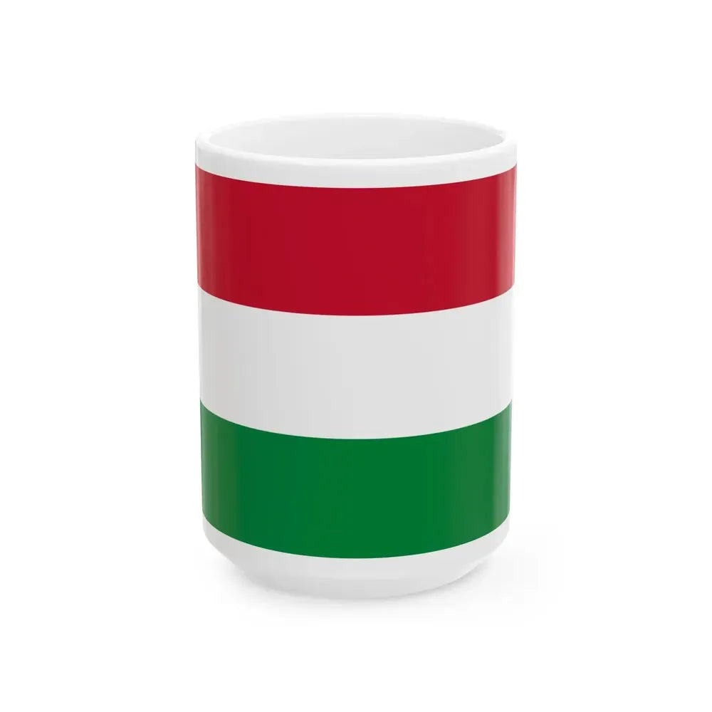 Flag of Hungary color shades variant (Hungary) White Coffee Mug 15oz - Go Mug Yourself