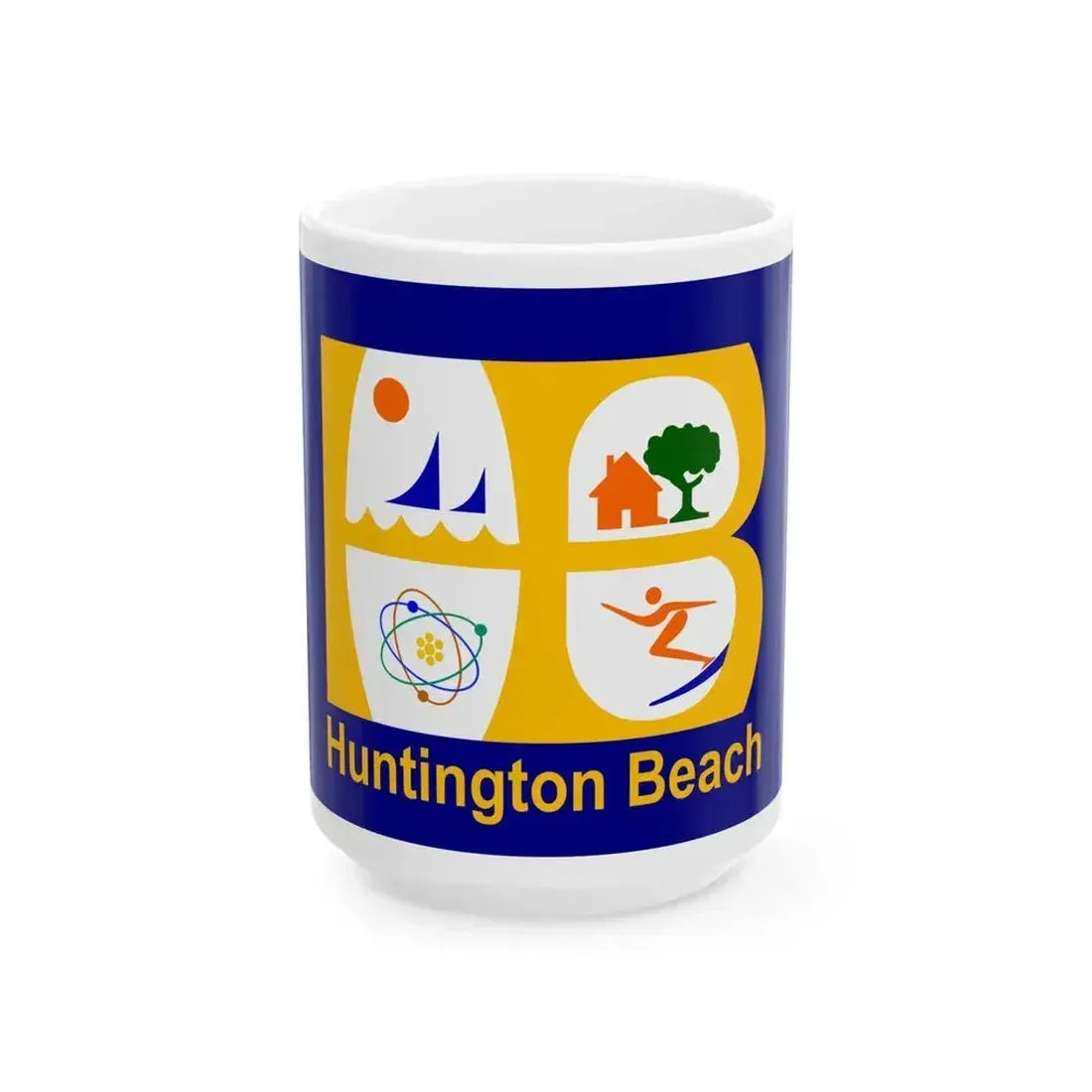 Flag of Huntington Beach California (United States) White Coffee Mug 15oz - Go Mug Yourself
