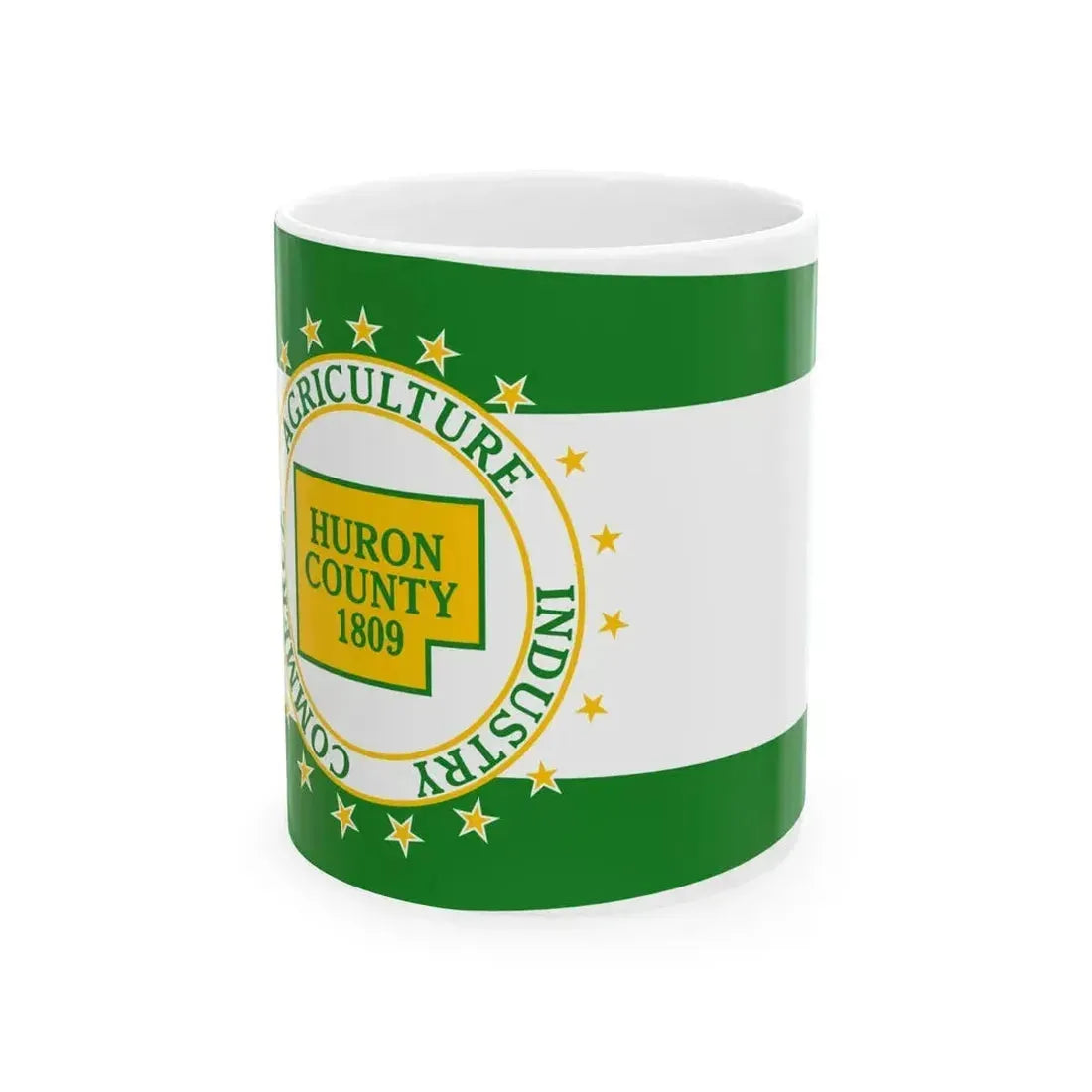 Flag of Huron County Ohio (United States) White Coffee Mug 11oz - Go Mug Yourself