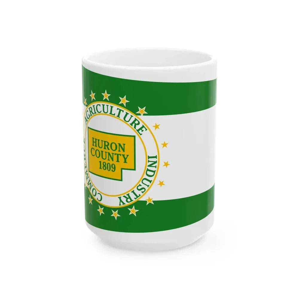 Flag of Huron County Ohio (United States) White Coffee Mug 15oz - Go Mug Yourself