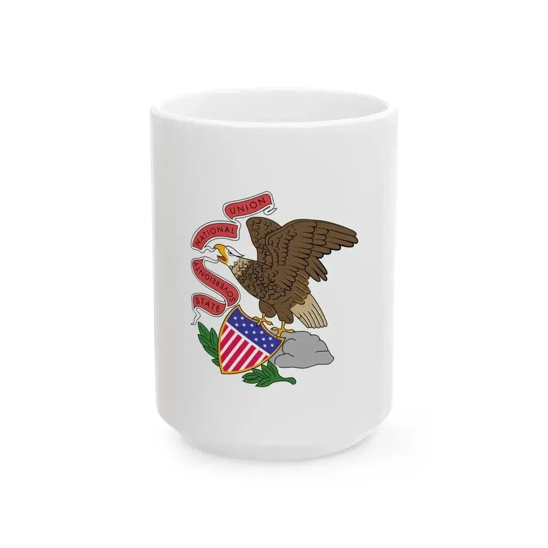 Flag of Illinois 1915-1969 (United States) White Coffee Mug 15oz - Go Mug Yourself