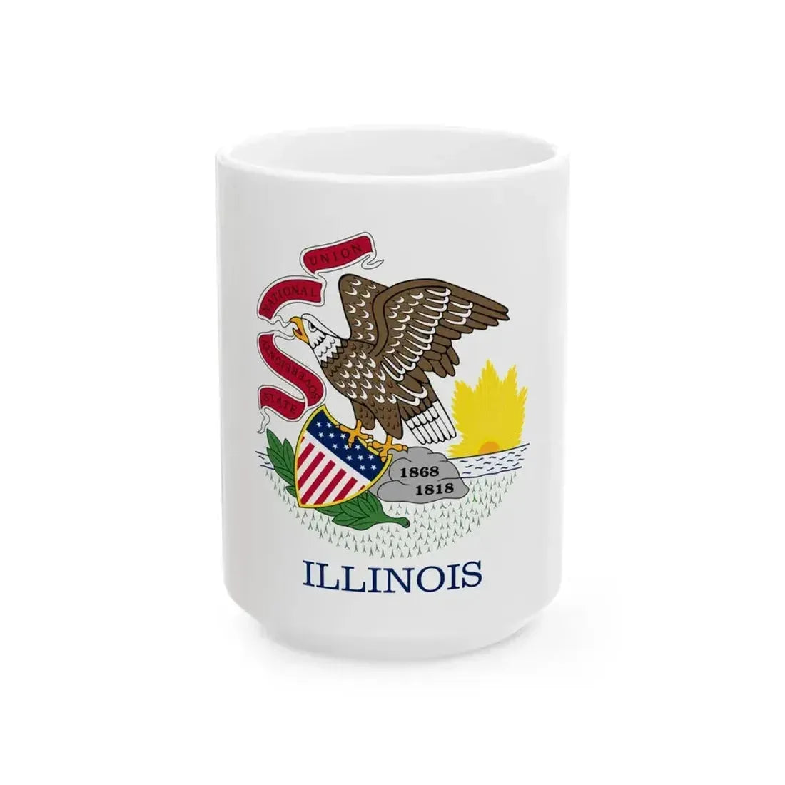 Flag of Illinois 3-2 (United States) White Coffee Mug 15oz - Go Mug Yourself