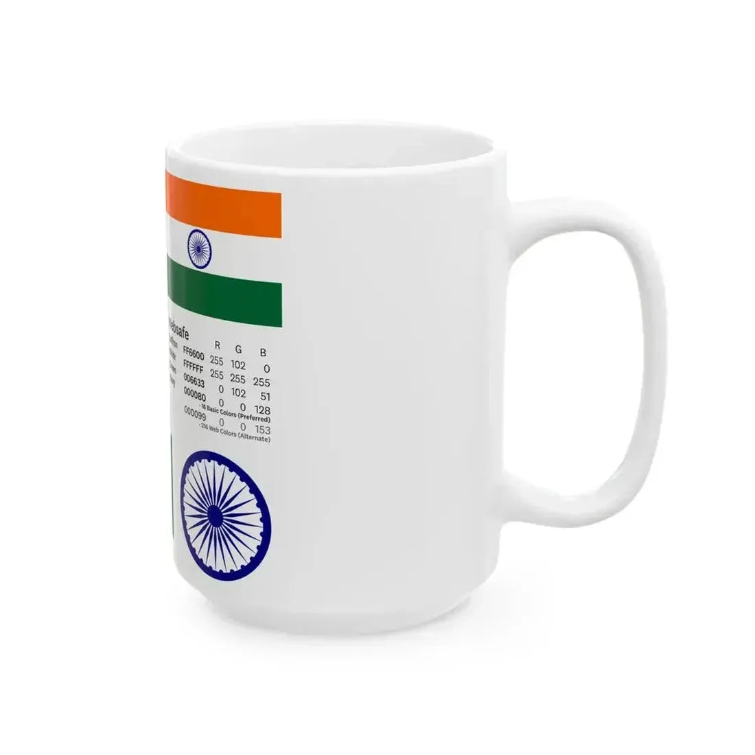 Flag of India Color Code (India) White Coffee Mug - Go Mug Yourself