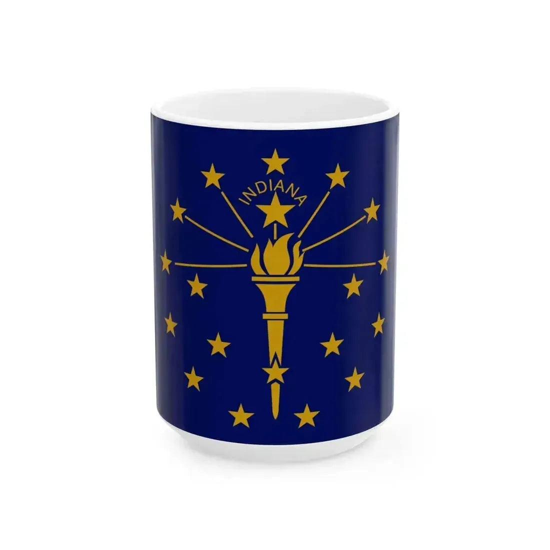 Flag of Indiana 3-2 (United States) White Coffee Mug 15oz - Go Mug Yourself