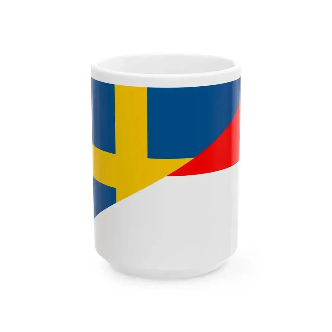 Flag of Indonesia and Sweden (Indonesia) White Coffee Mug 15oz - Go Mug Yourself