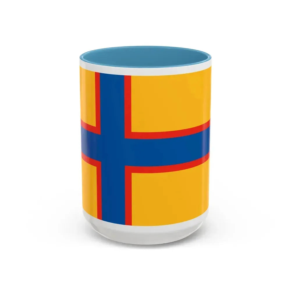 Flag of Ingrian Finns Estonia - Accent Coffee Mug 15oz Light Blue - Go Mug Yourself