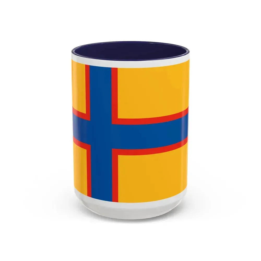 Flag of Ingrian Finns Estonia - Accent Coffee Mug 15oz Navy - Go Mug Yourself