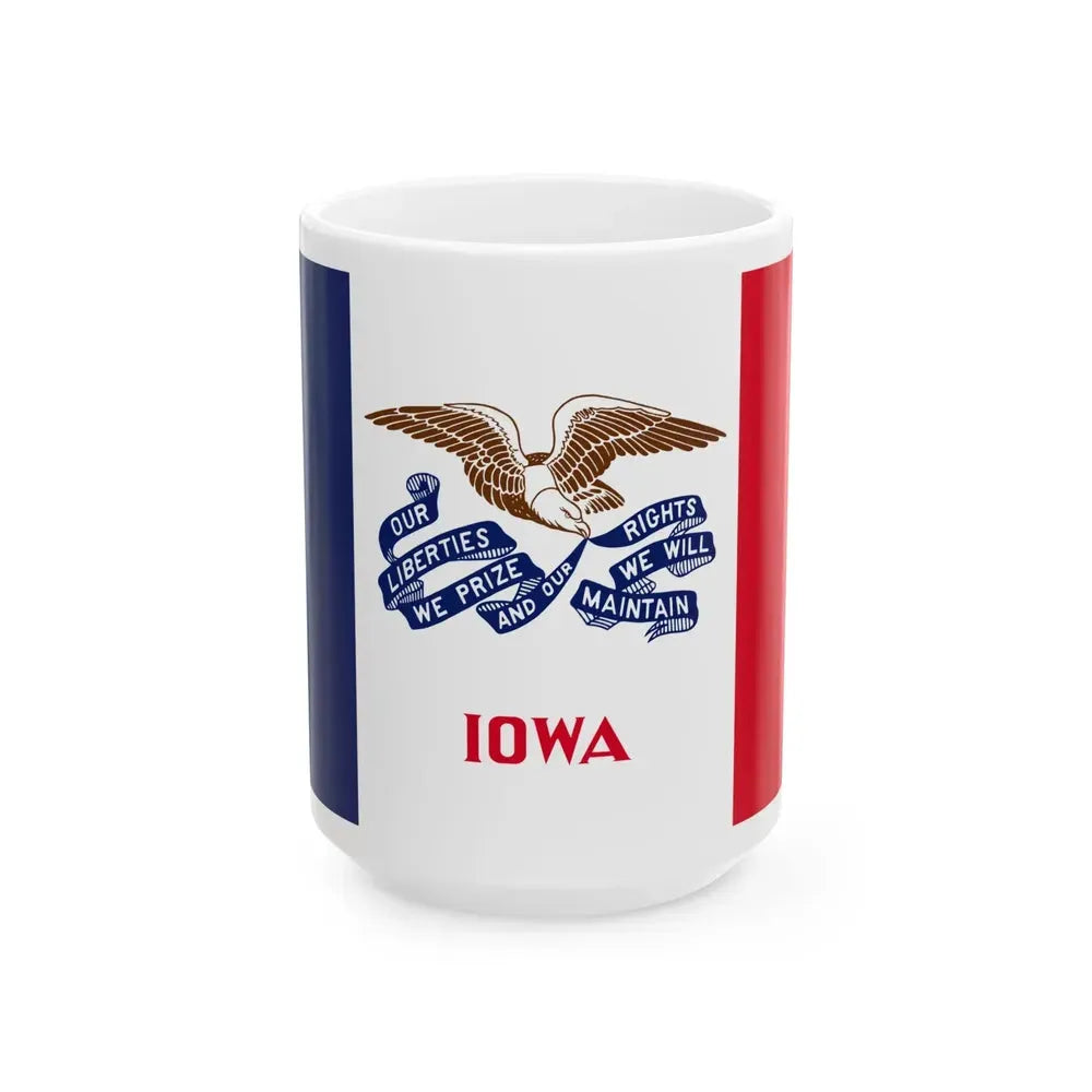 Flag of Iowa (United States) White Coffee Mug 15oz - Go Mug Yourself