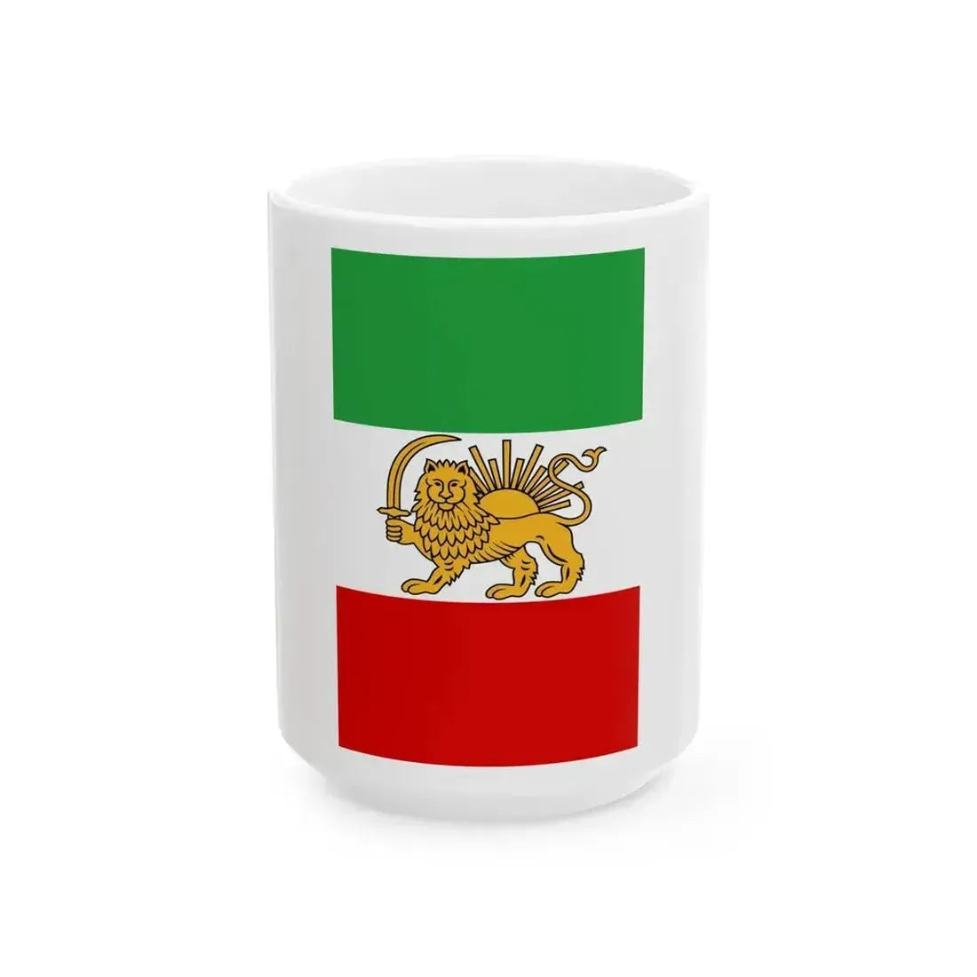 Flag of Iran 1925-1979 vertical (Iran) White Coffee Mug 15oz - Go Mug Yourself