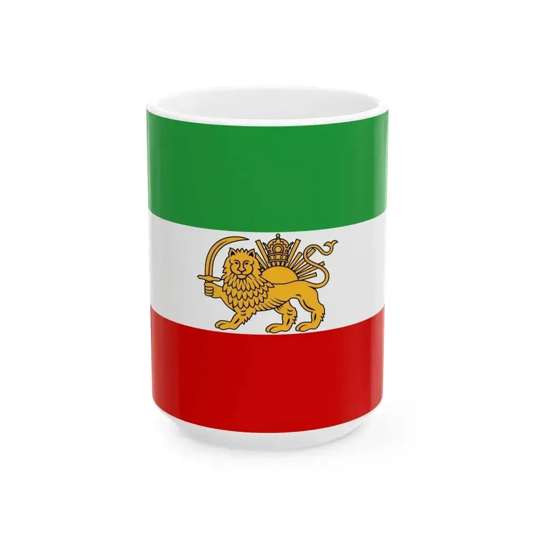 Flag of Iran before 1979 Revolution (Iran) White Coffee Mug 15oz - Go Mug Yourself