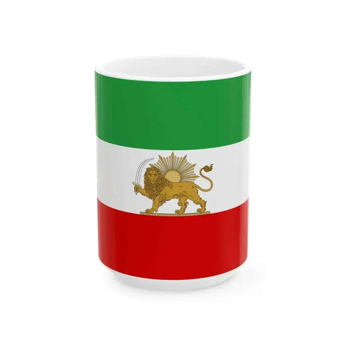 Flag of iran standard (Iran) White Coffee Mug 15oz - Go Mug Yourself
