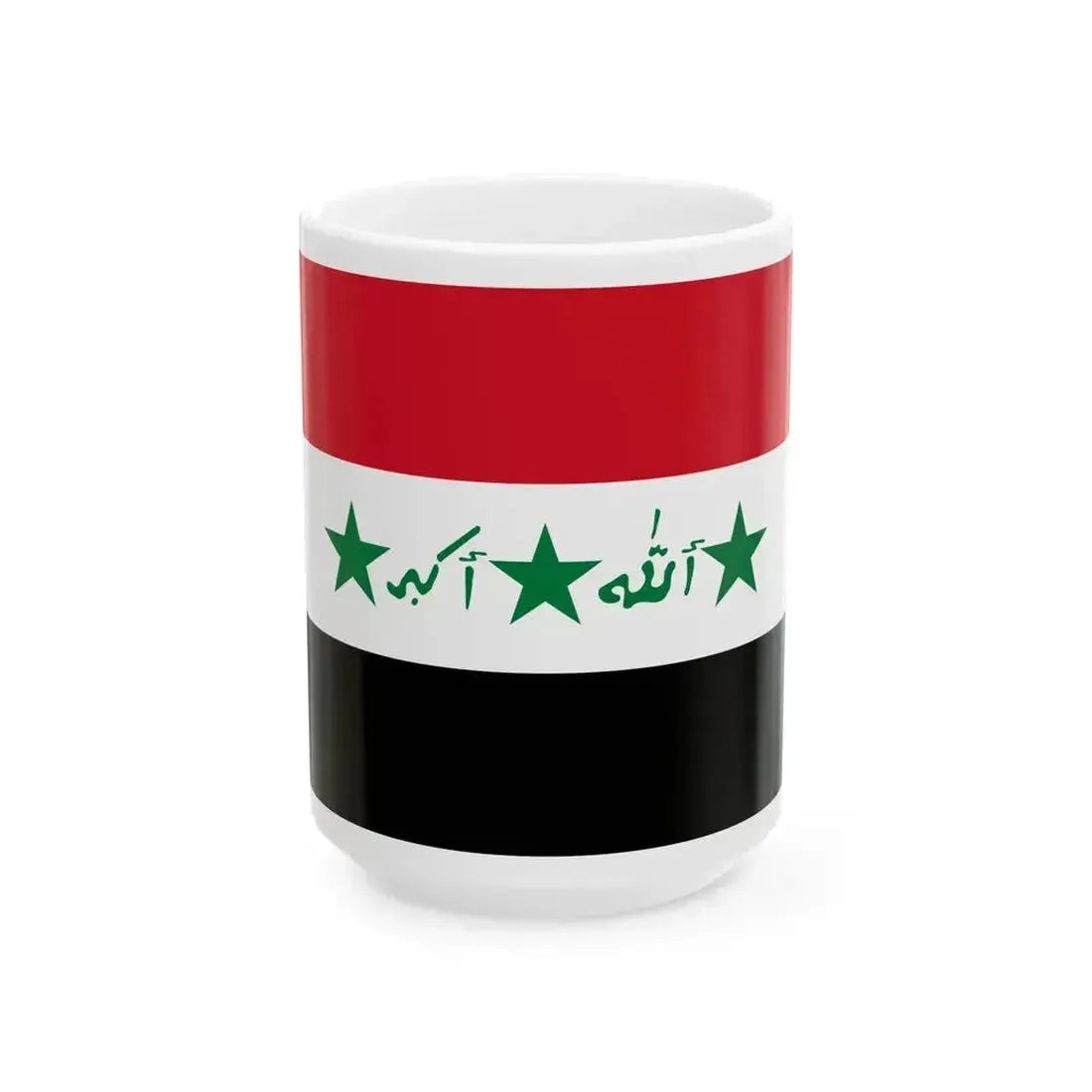 Flag of Iraq 1991-2004 (Iraq) White Coffee Mug 15oz - Go Mug Yourself