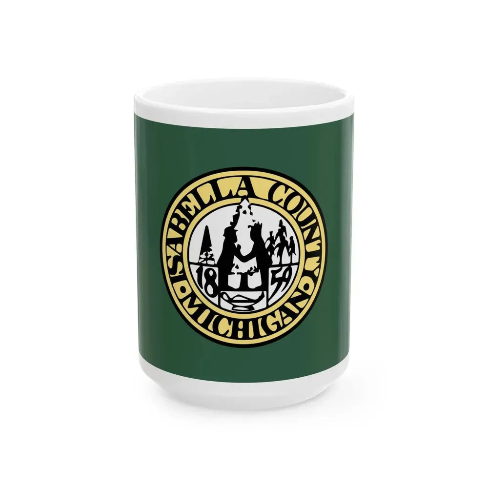 Flag of Isabella County Michigan (United States) White Coffee Mug 15oz - Go Mug Yourself