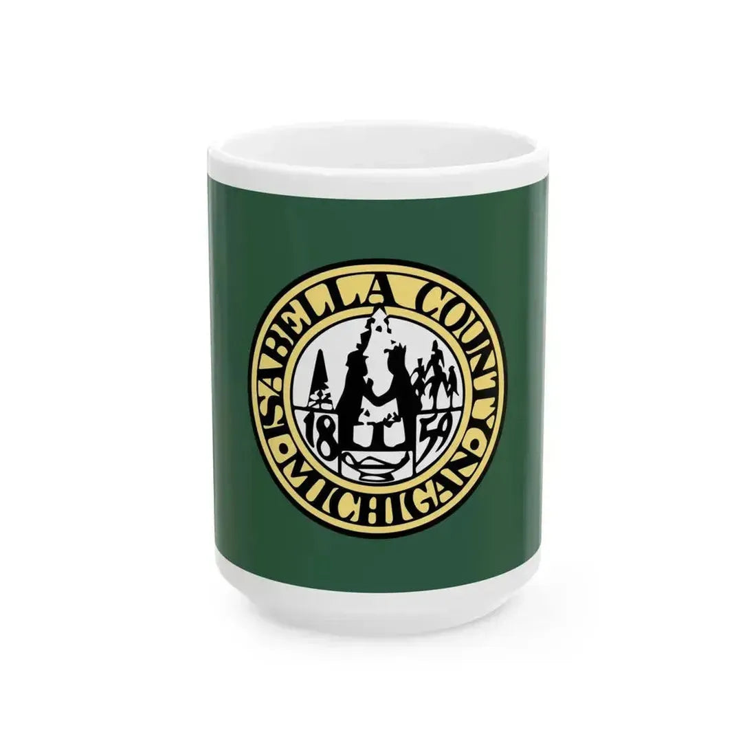Flag of Isabella County Michigan (United States) White Coffee Mug 15oz - Go Mug Yourself