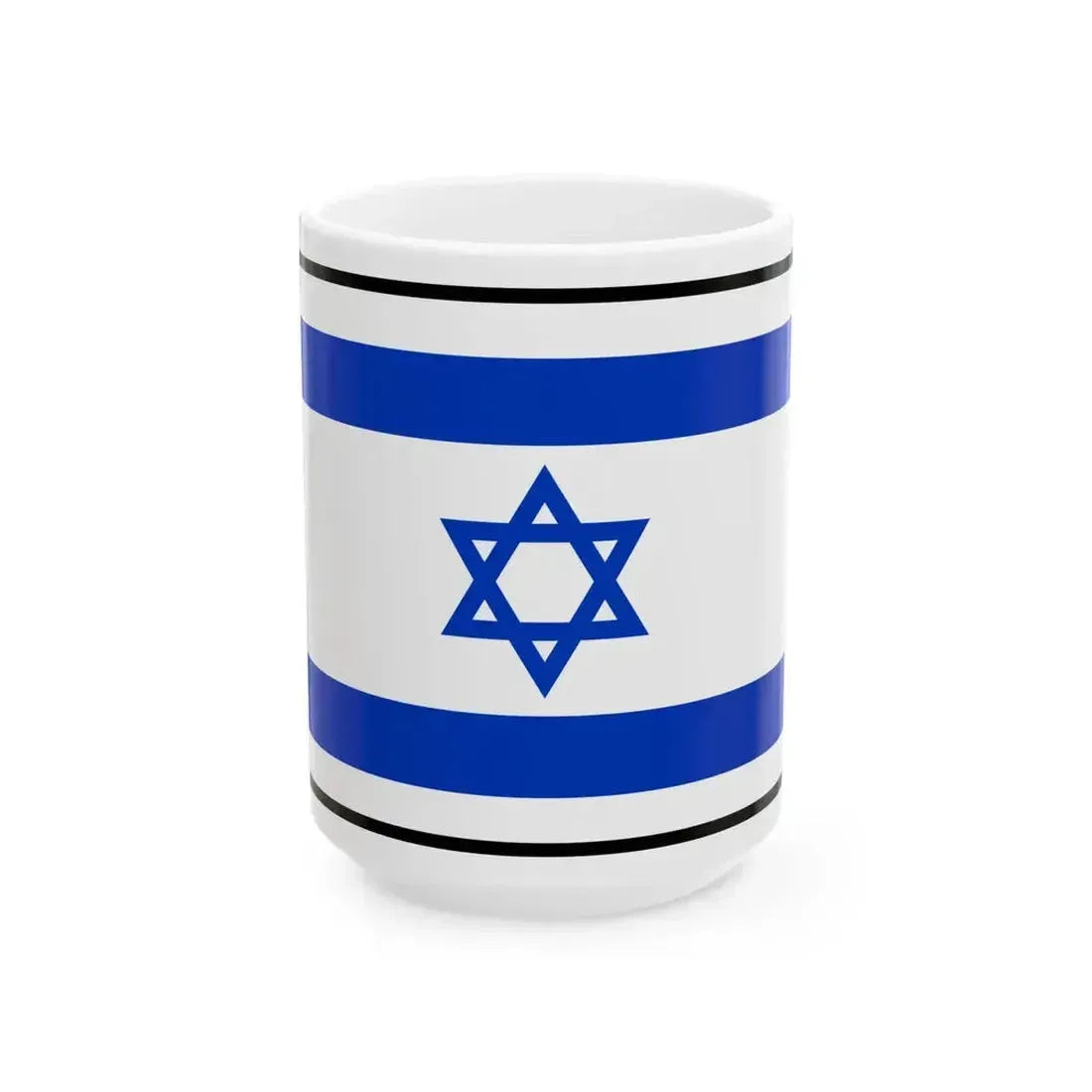 Flag of Israel bordered (Israel) White Coffee Mug 15oz - Go Mug Yourself