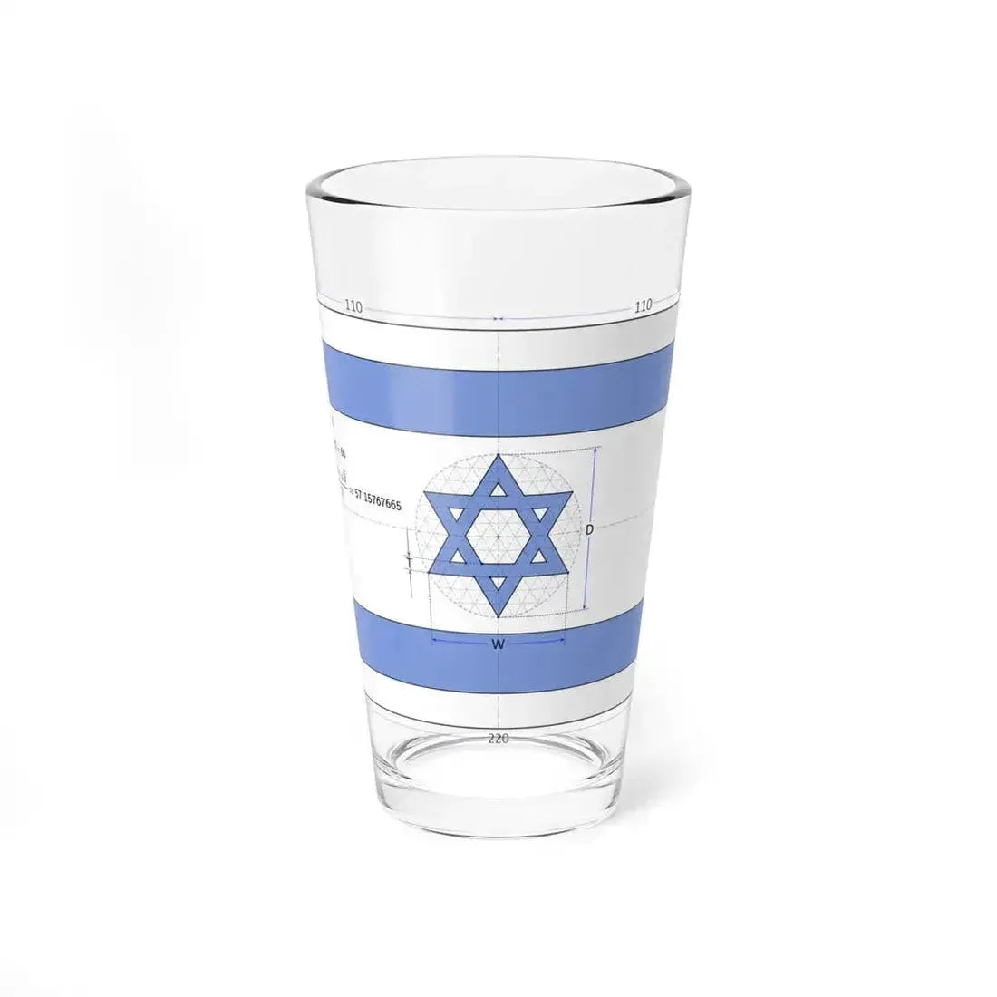 Flag of Israel construction sheet D66 (Israel) Pint Glass 16oz 16oz - Go Mug Yourself