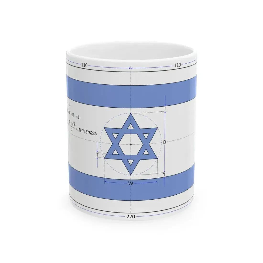 Flag of Israel construction sheet (Israel) White Coffee Mug 11oz - Go Mug Yourself