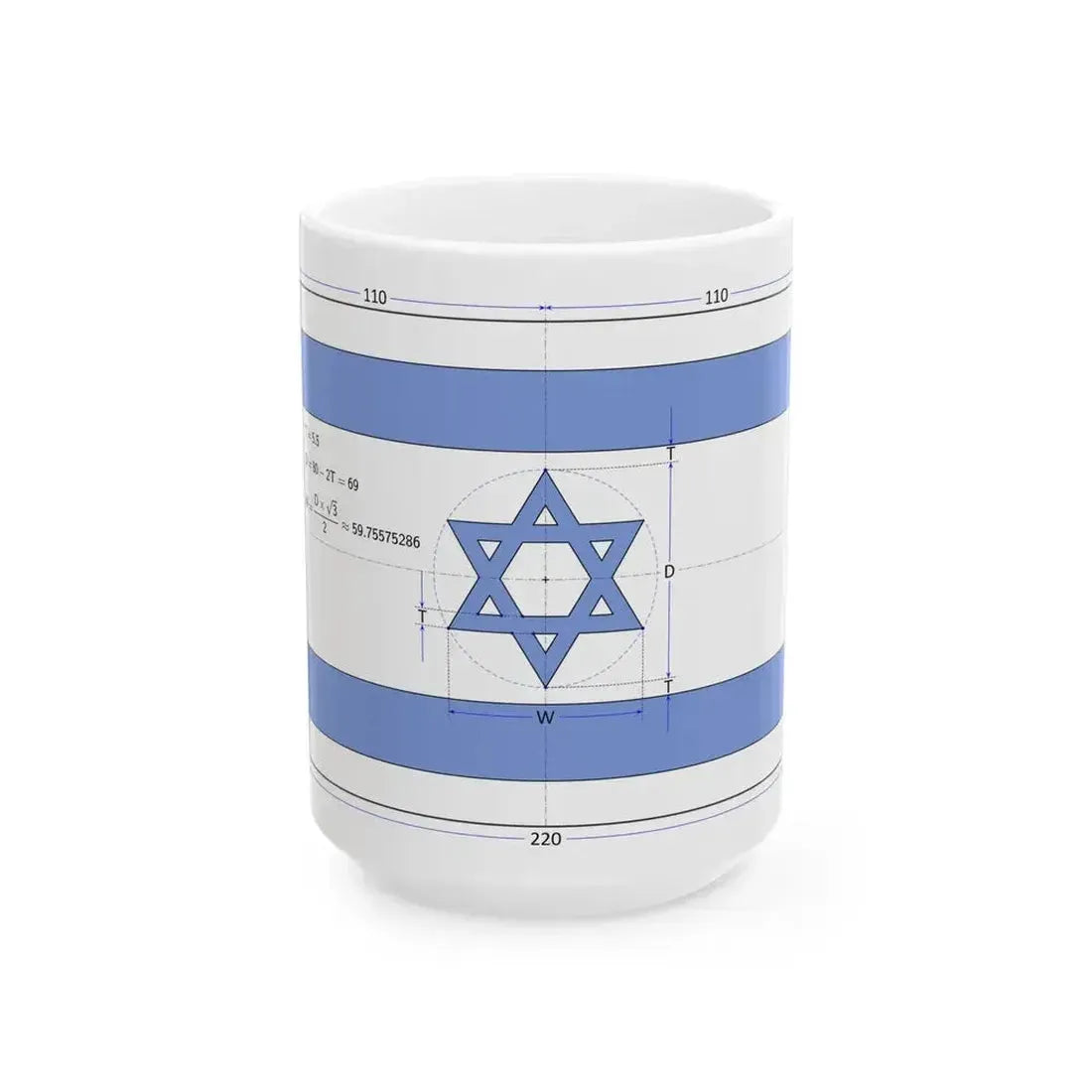 Flag of Israel construction sheet (Israel) White Coffee Mug 15oz - Go Mug Yourself