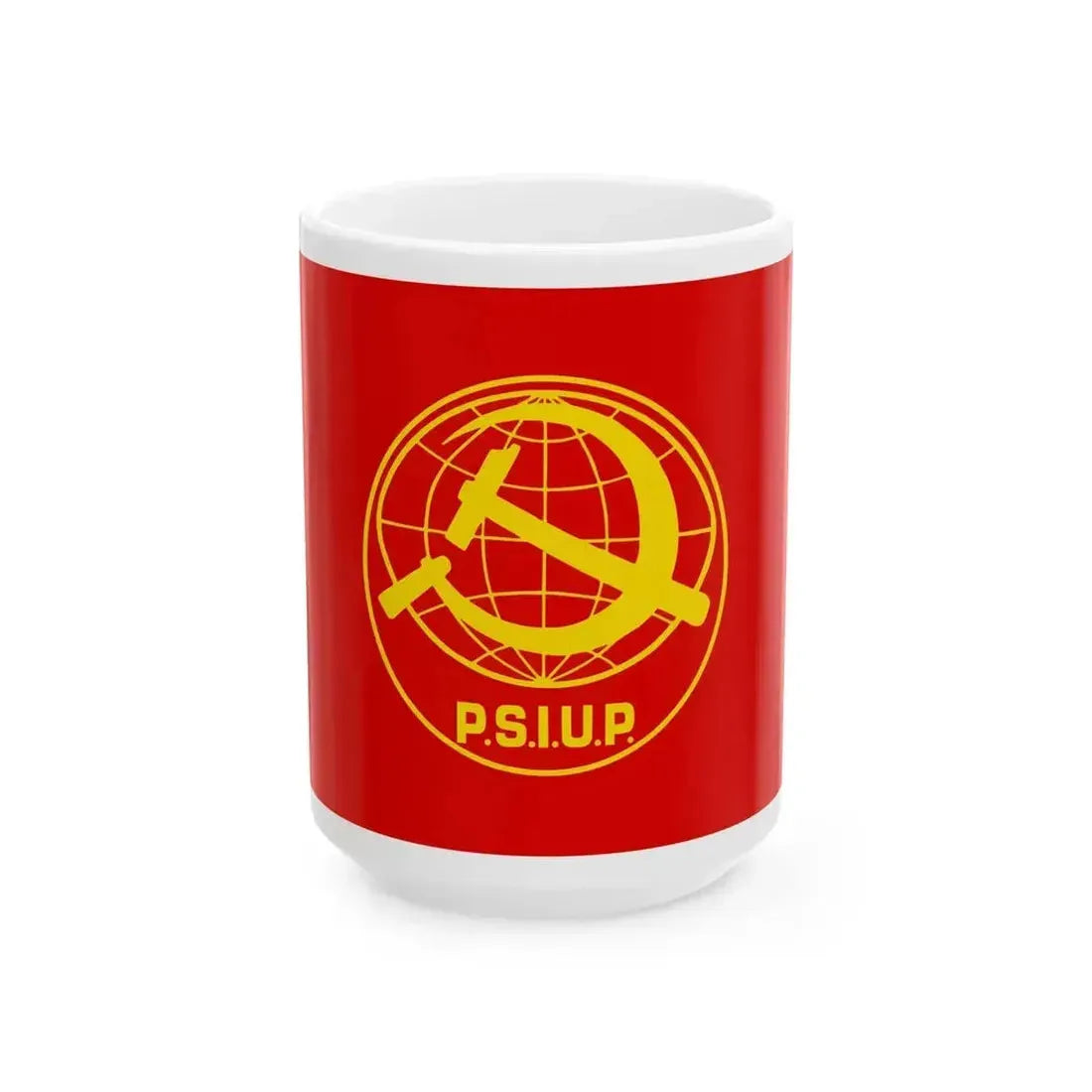 Flag of Italian Socialist Party of Proletarian Unity (Italy) White Coffee Mug 15oz - Go Mug Yourself