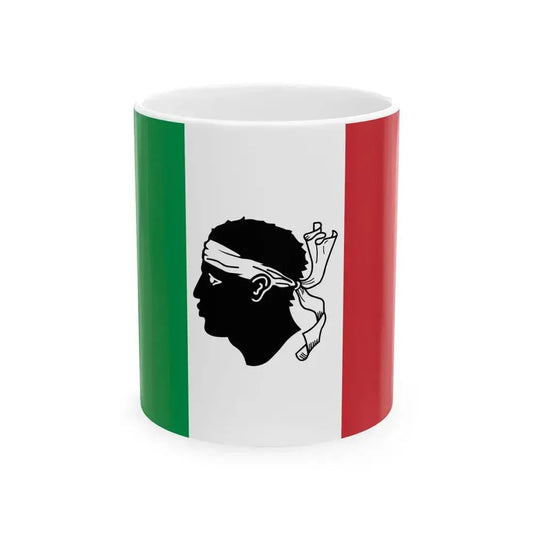 Flag of Italy with a Moors head in the center (Italy) White Coffee Mug 11oz - Go Mug Yourself