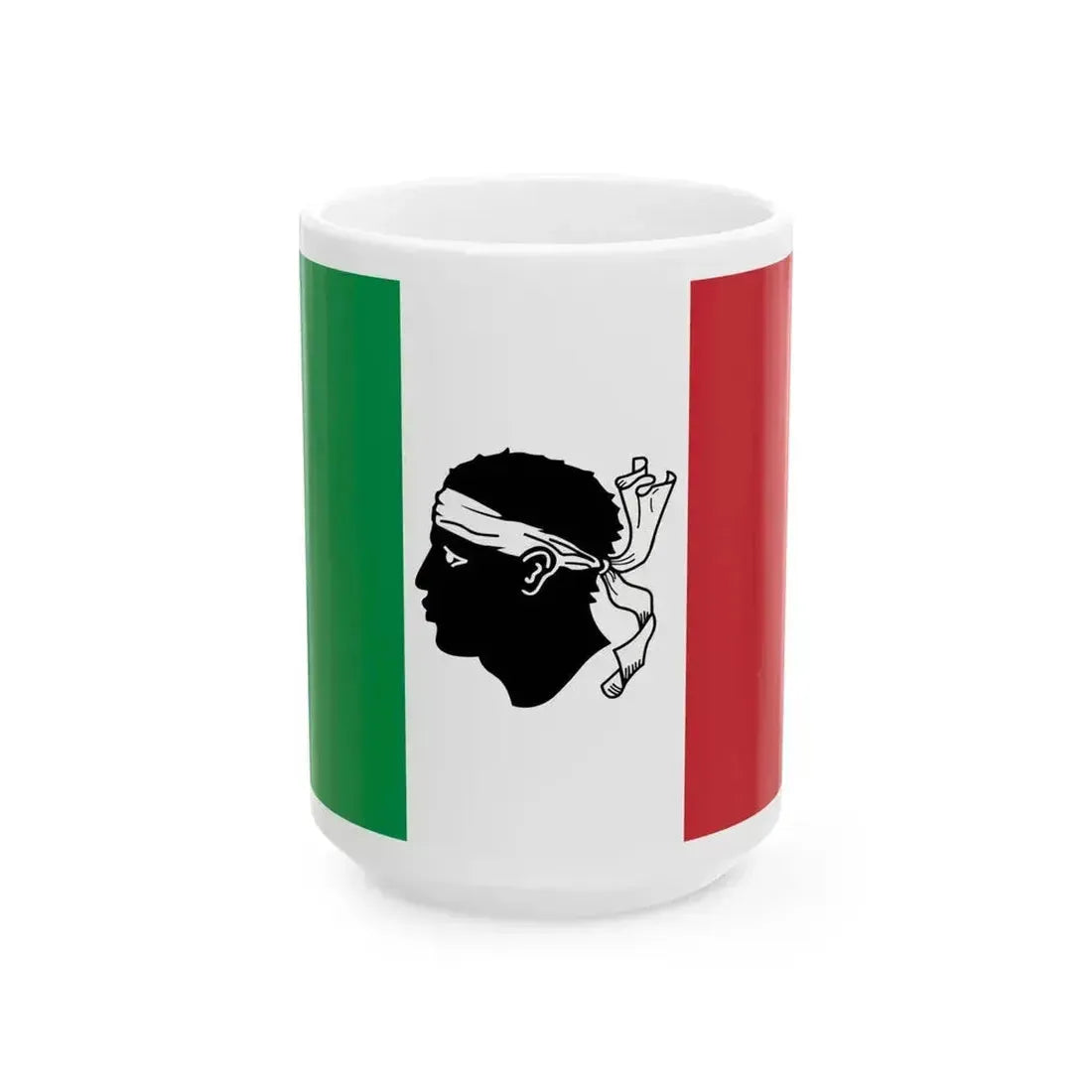 Flag of Italy with a Moors head in the center (Italy) White Coffee Mug 15oz - Go Mug Yourself