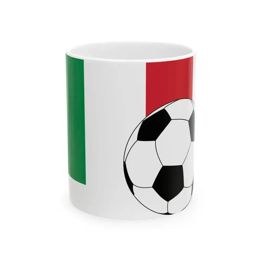 Flag of Italy with football (Italy) White Coffee Mug 11oz - Go Mug Yourself