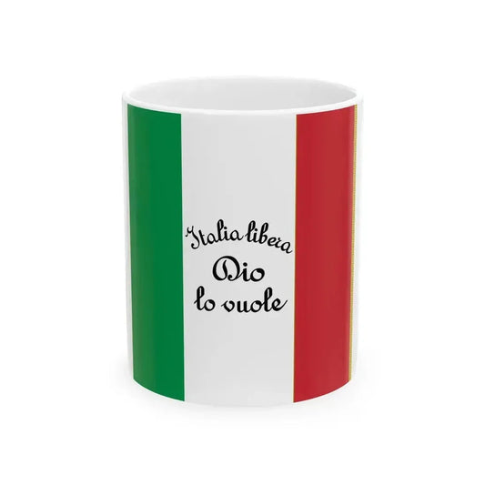 Flag of Italy with inscription Italia libera Dio lo vuole (Italy) White Coffee Mug 11oz - Go Mug Yourself
