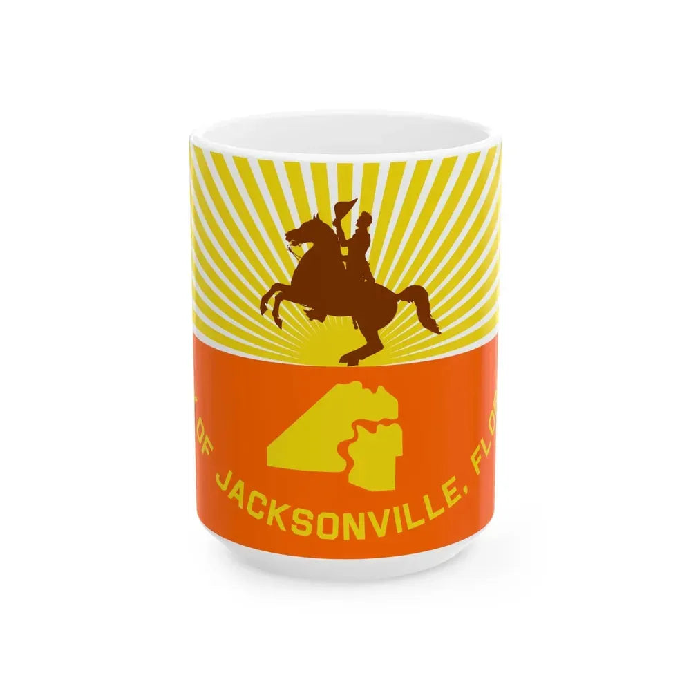 Flag of Jacksonville Florida (United States) White Coffee Mug 15oz - Go Mug Yourself